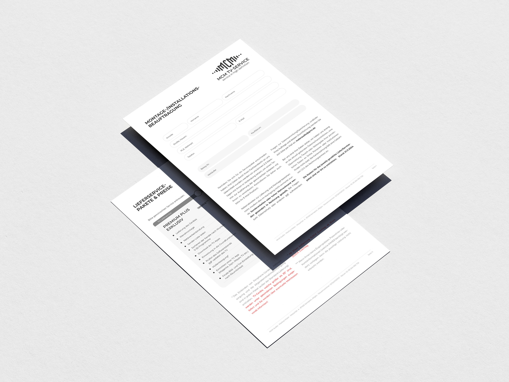 McM Montage-/Installations-Beauftragung